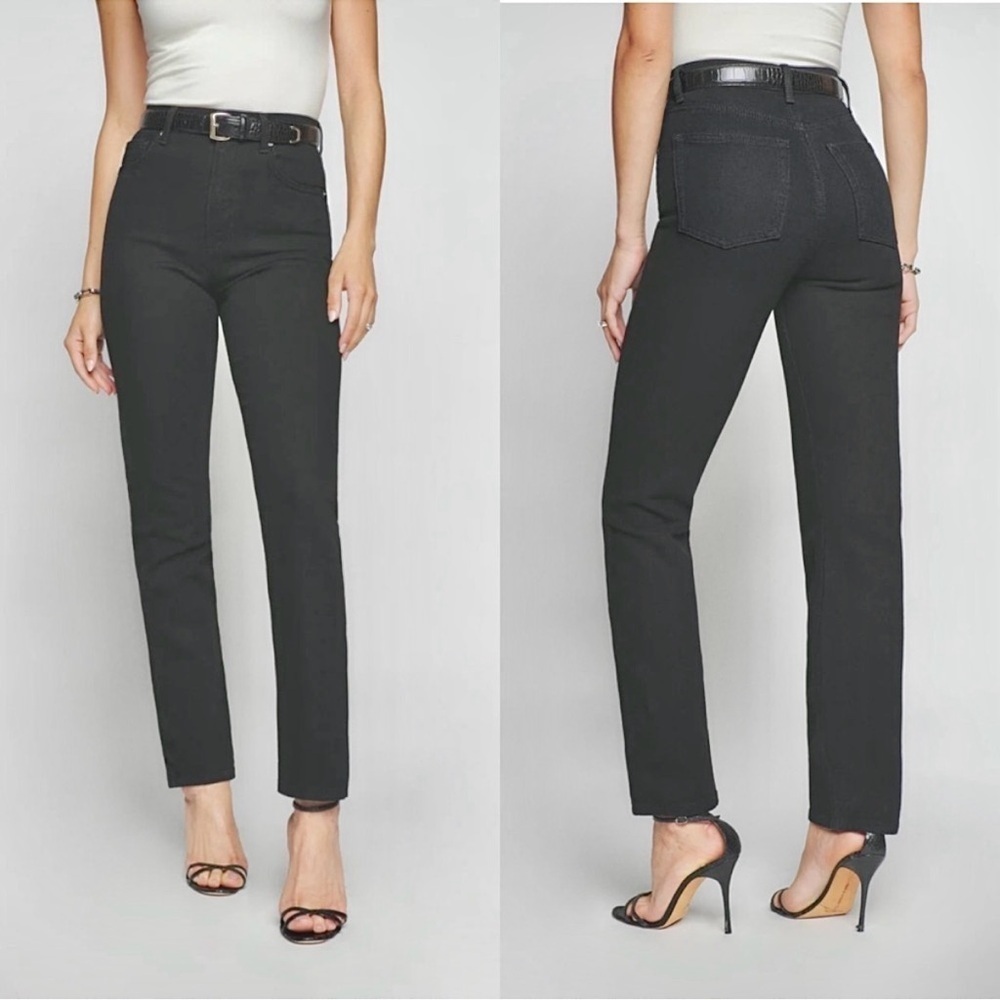Reformation Liza Ultra High Rise Straight Jeans Washed Black Stretchy size 25